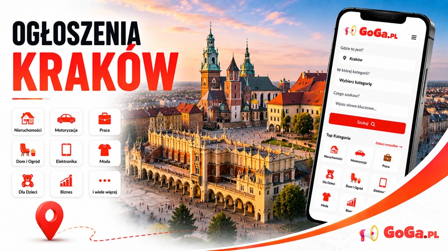 Ogłoszenia Kraków na GoGa.pl – serwis ogłoszeniowy z kategoriami nieruchomości, motoryzacja, praca